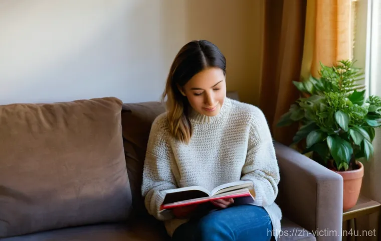 범죄 피해자 회복을 위한 심리 치료 사례 - **Prompt:** A young woman, early 30s, sitting comfortably on a plush sofa in a sunlit living room. S...