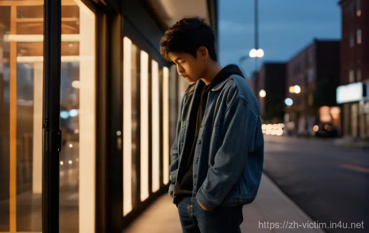 범죄 피해자 심리 상담 후기 - **Prompt:** A young adult, gender-neutral, stands alone in a subtly disorienting urban environment a...