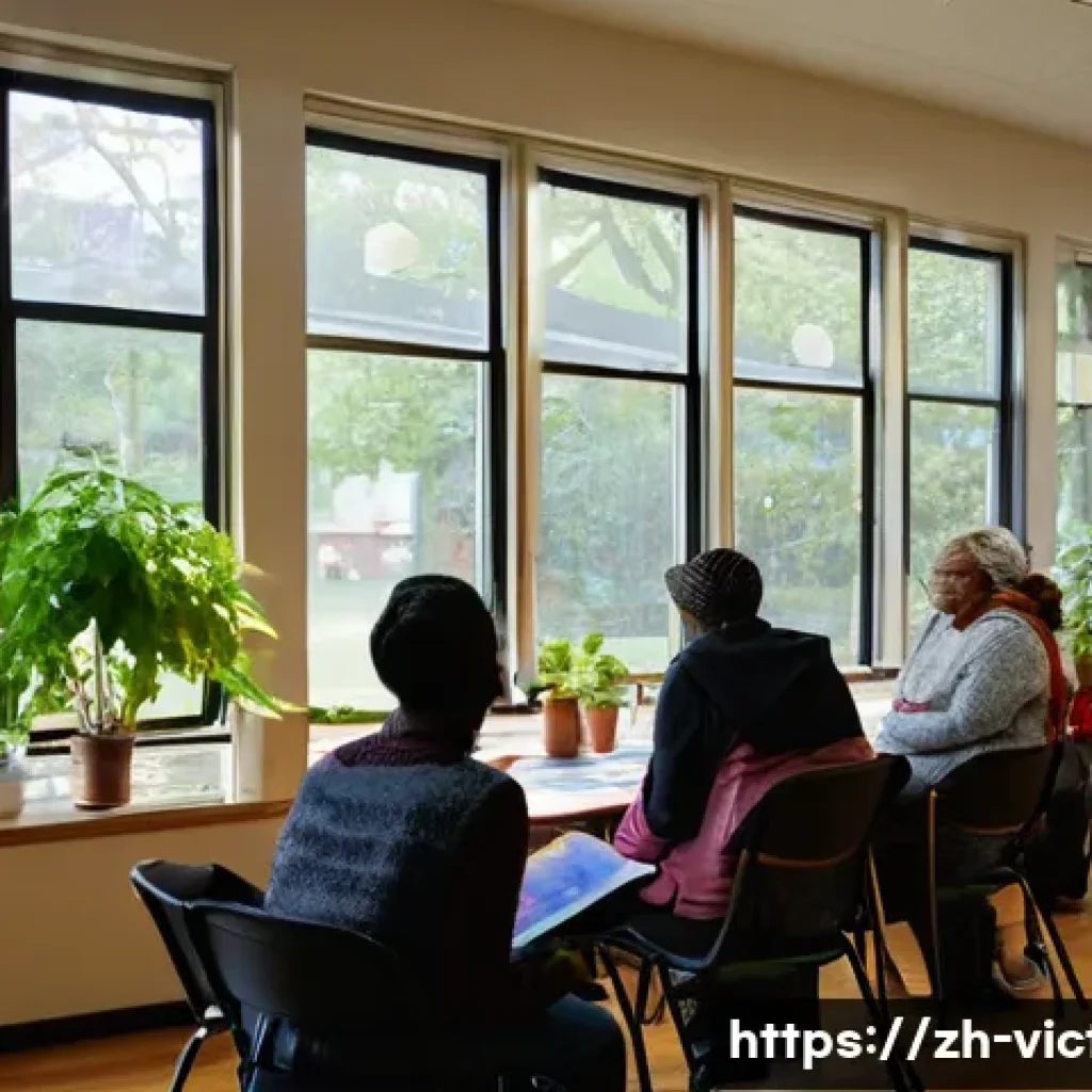 범죄 피해자 보호 프로그램 신청 - **"Community of Hope and Support"**
A vibrant, warmly lit community center bustling with diverse...