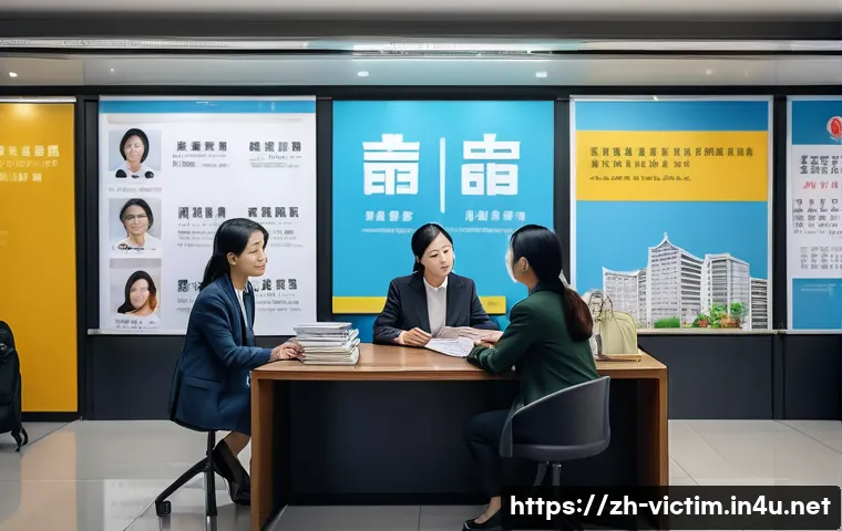 범죄 피해자 법률 구조 - A modern community legal aid center scene in a bustling Chinese city, featuring diverse people recei...