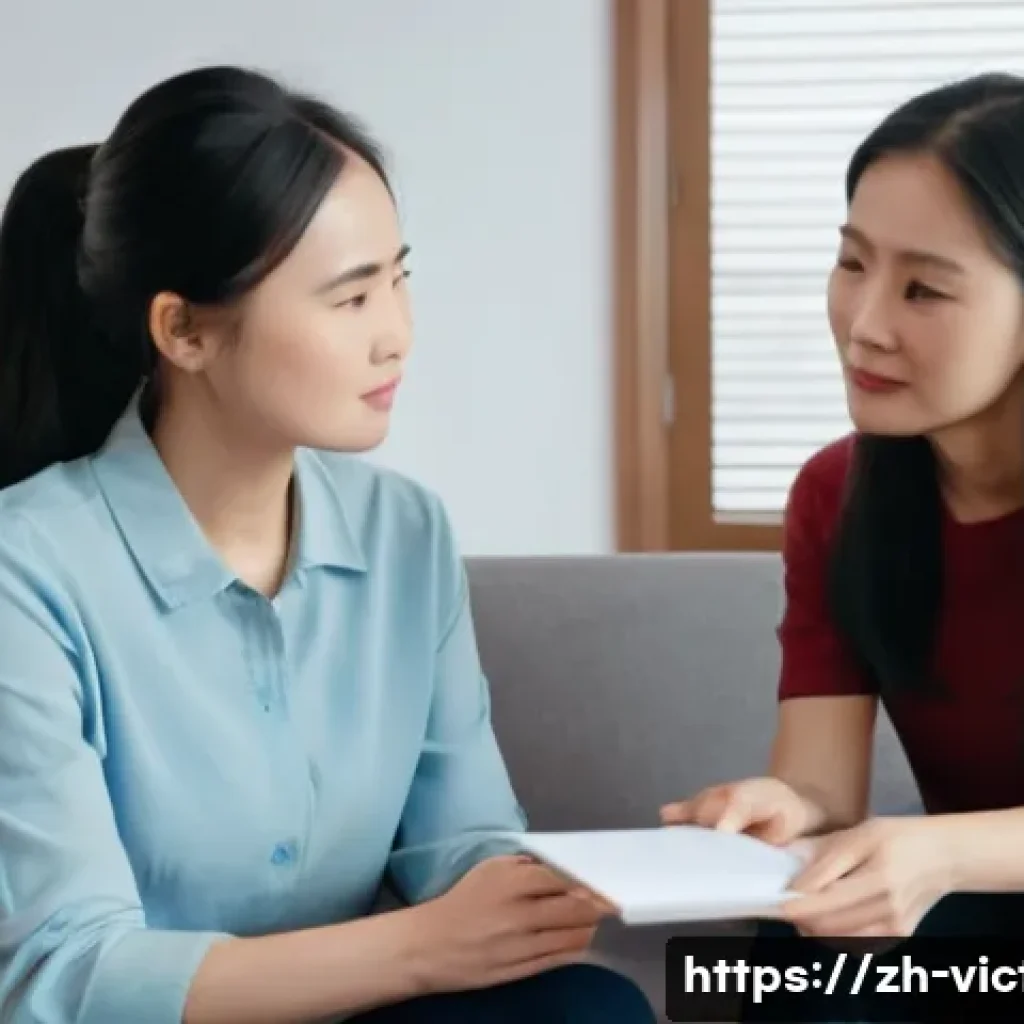 범죄 피해자 사건 해결 사례 - A compassionate scene depicting a professional female psychologist providing emotional support to a ...