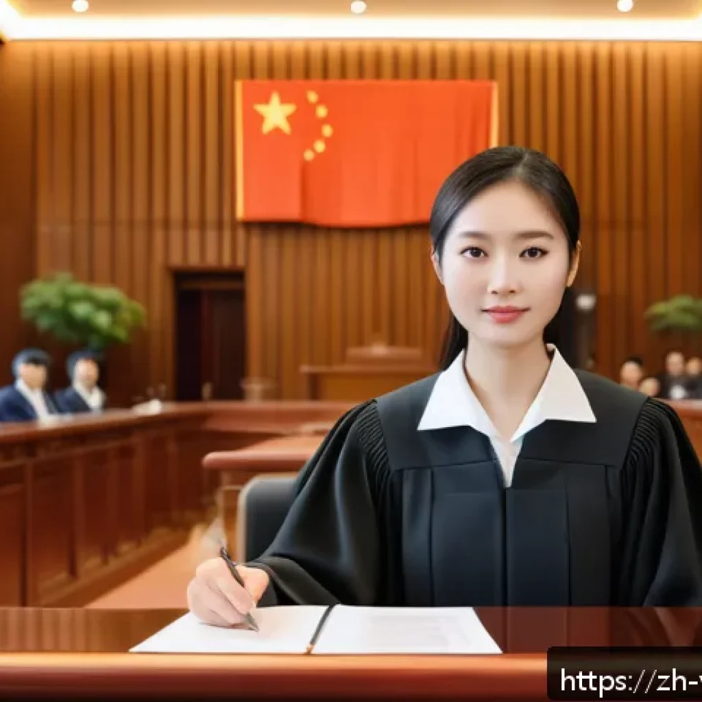범죄 피해자 보호 명령 - A modern courtroom scene in a Chinese city, with a confident young Chinese woman wearing professiona...