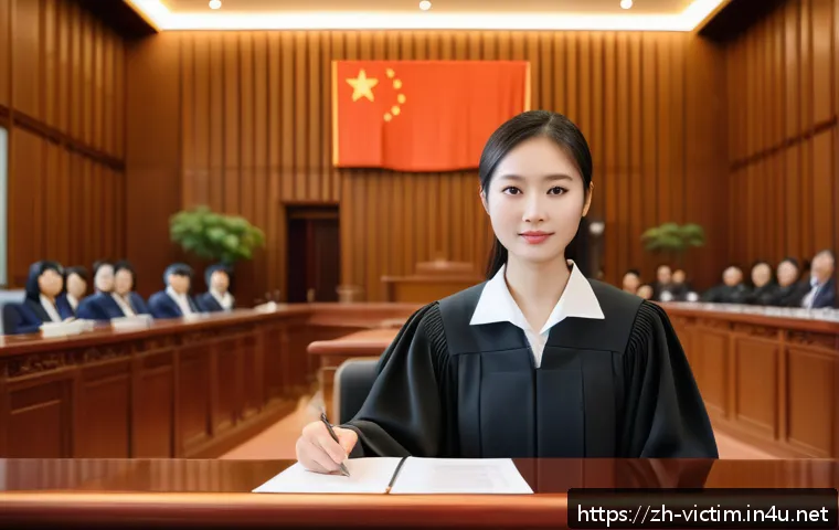 범죄 피해자 보호 명령 - A modern courtroom scene in a Chinese city, with a confident young Chinese woman wearing professiona...