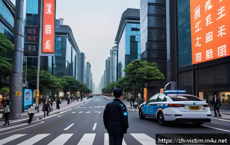범죄 피해자 보호 시스템 구축 사례 - A modern urban street scene at dusk featuring advanced smart surveillance cameras mounted on street ...