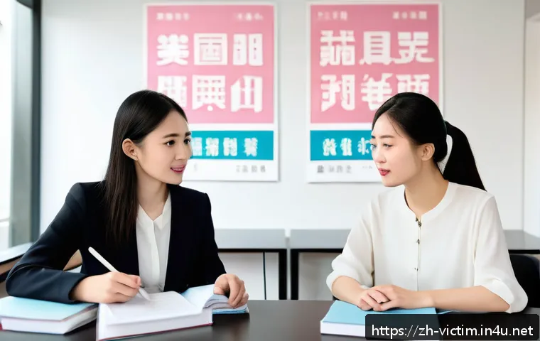 범죄 피해자 보호 가이드북 - A modern Chinese community center setting where a young adult Chinese woman wearing modest business ...